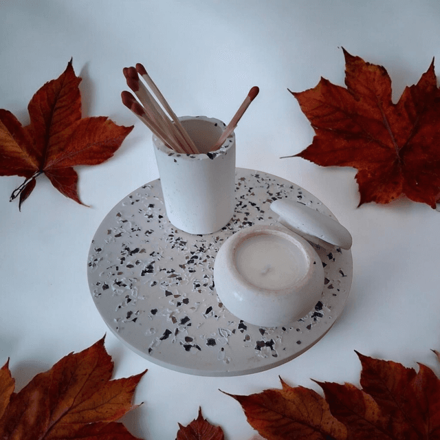 Ensemble jesmonite avec Bougie cire de soja 
